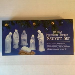 6 Piece Porcelain Bisque Nativity Set